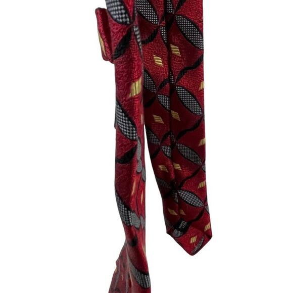 Jos A Bank Signature Collection Mens Red Neck Tie Necktie Silk Italy 4" Wide - Picture 9 of 16